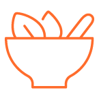 Bowl with leaves icon illustrating diet changes for improved wellbeing