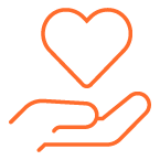 Heart floating above hand icon illustrating the role of health prevention for chronic heart conditions
