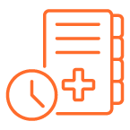 Report icon with clock icon for the PGx test turn-around time to get results with Biron