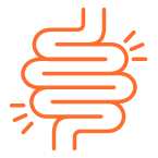 Irritated bowel icon to illustrate digestive discomfort such as bloating or gas
