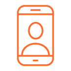 Smartphone icon in orange illustrating a specialist teleconsultation included with a PGx test purchase