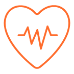Heart icon with ECG line to show important nutrients and minerals for heart health tested in Biron NGx test