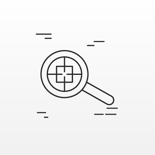 Target and magnifying glass icon to illustrate transparency and reliability of information about genetic tests