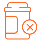 Pill container icon with cross indicating ineffective medication